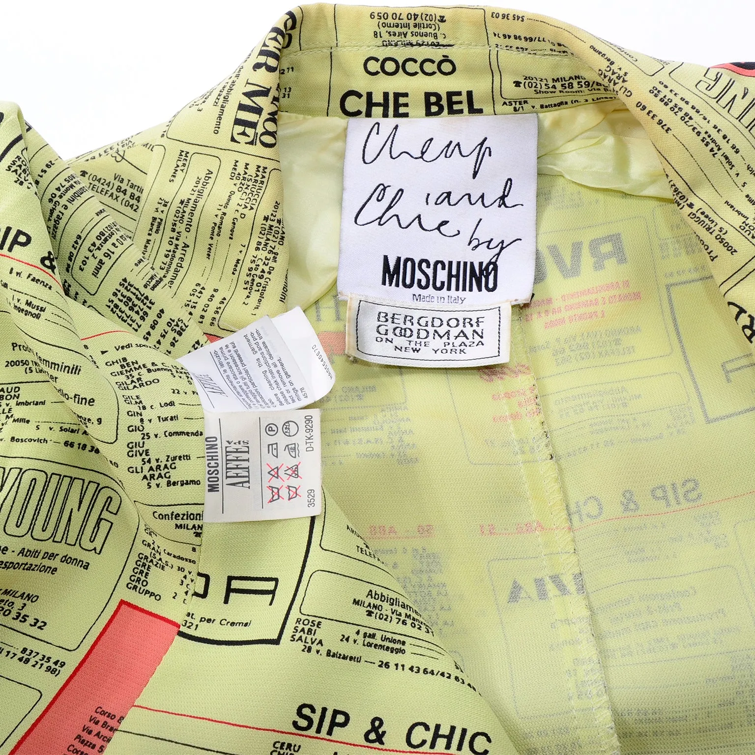 1990s Franco Moschino Vintage Yellow Pages Fashion Brands Jacket