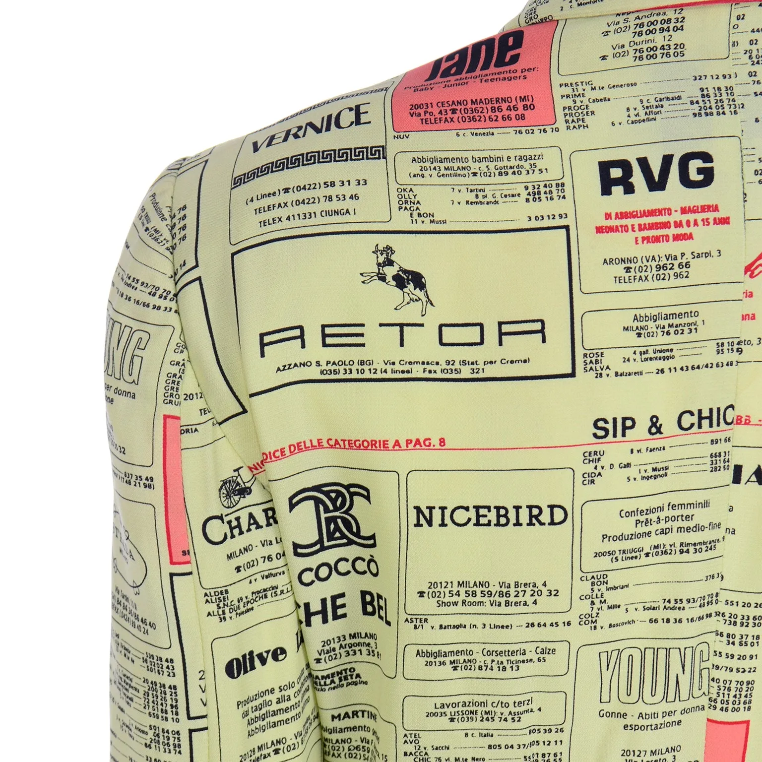 1990s Franco Moschino Vintage Yellow Pages Fashion Brands Jacket