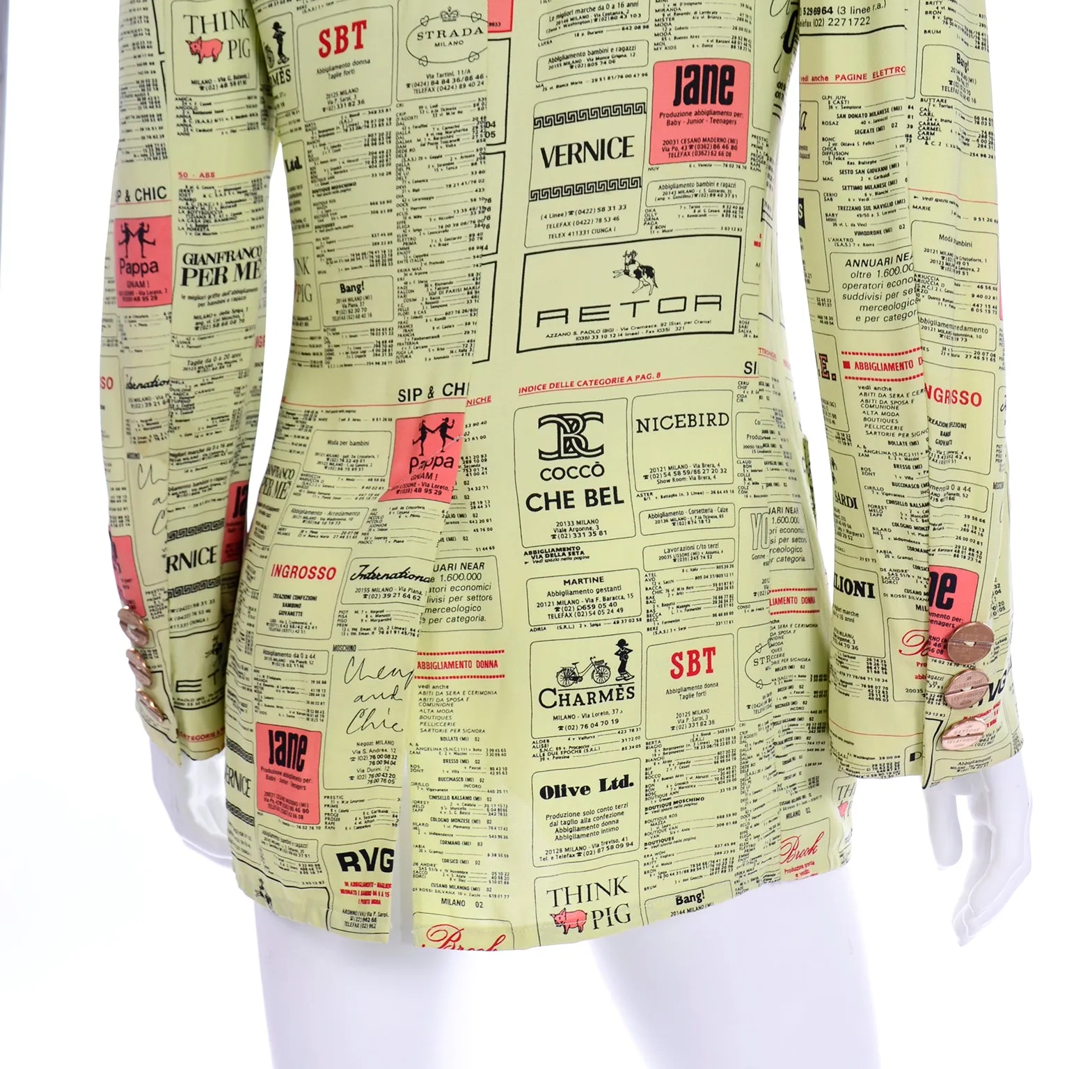 1990s Franco Moschino Vintage Yellow Pages Fashion Brands Jacket