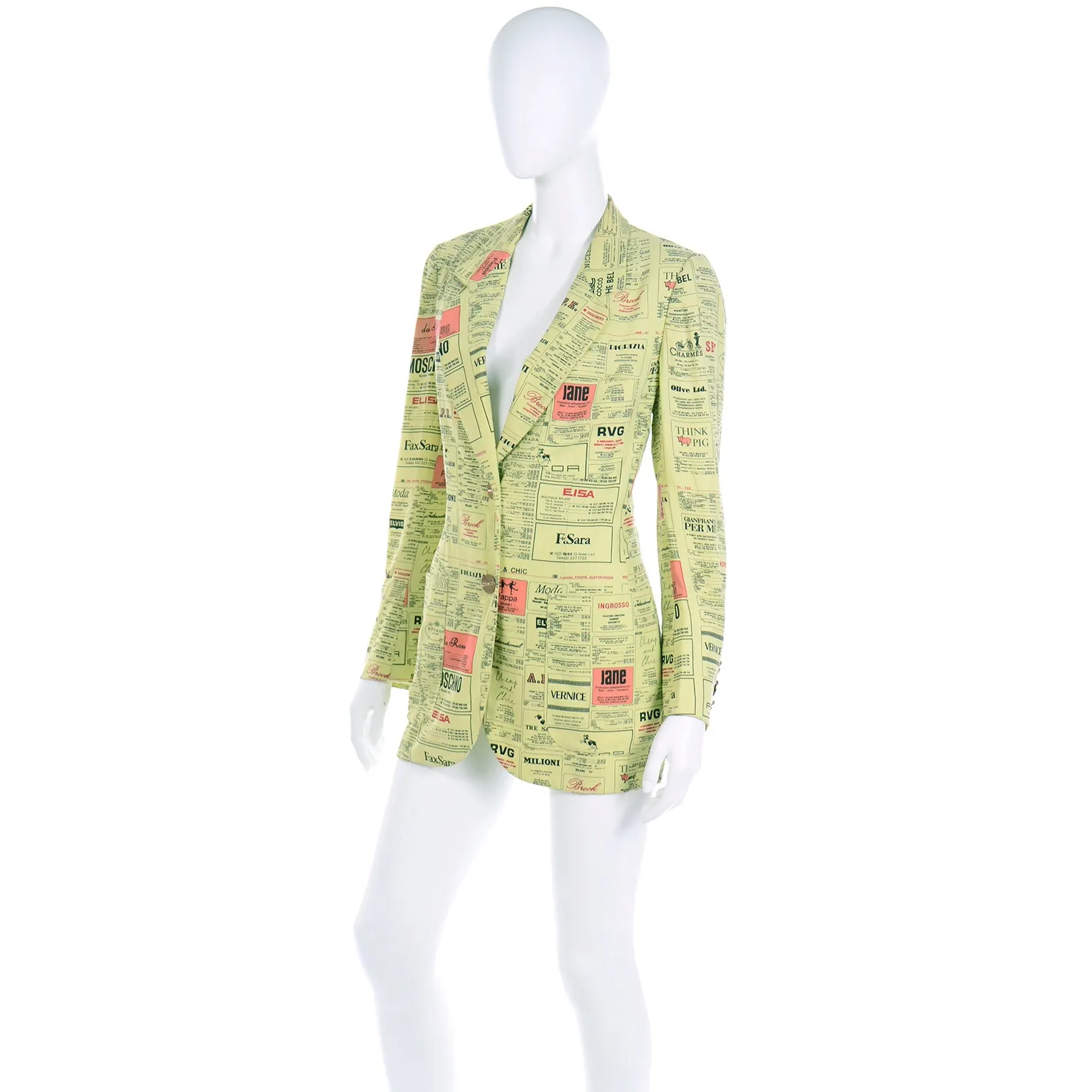 1990s Franco Moschino Vintage Yellow Pages Fashion Brands Jacket