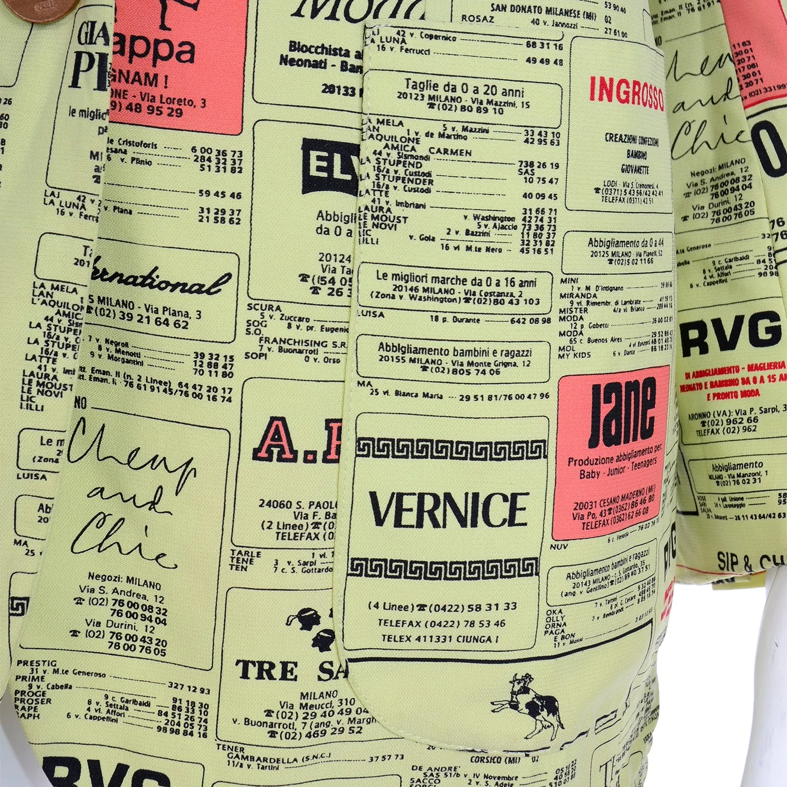 1990s Franco Moschino Vintage Yellow Pages Fashion Brands Jacket