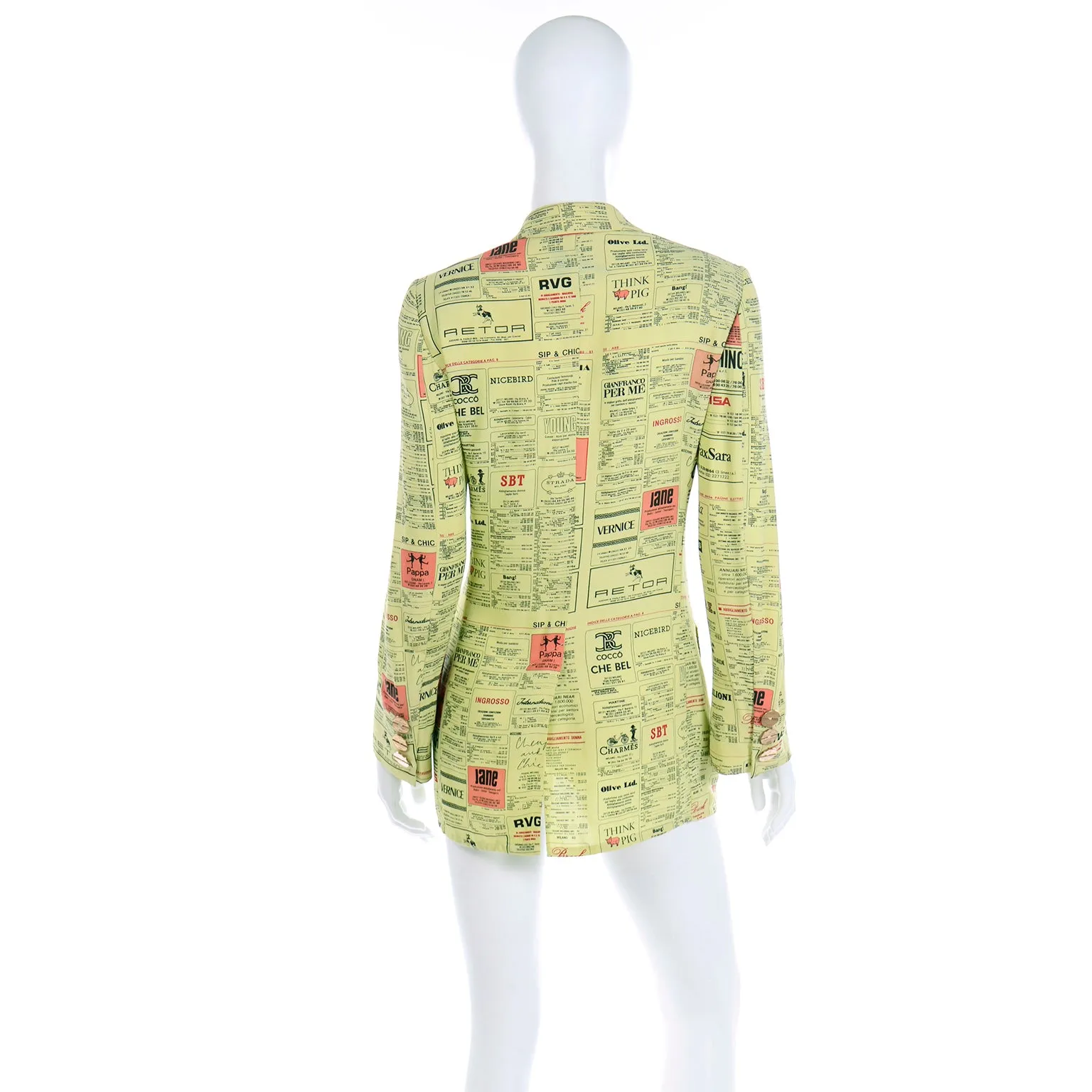 1990s Franco Moschino Vintage Yellow Pages Fashion Brands Jacket