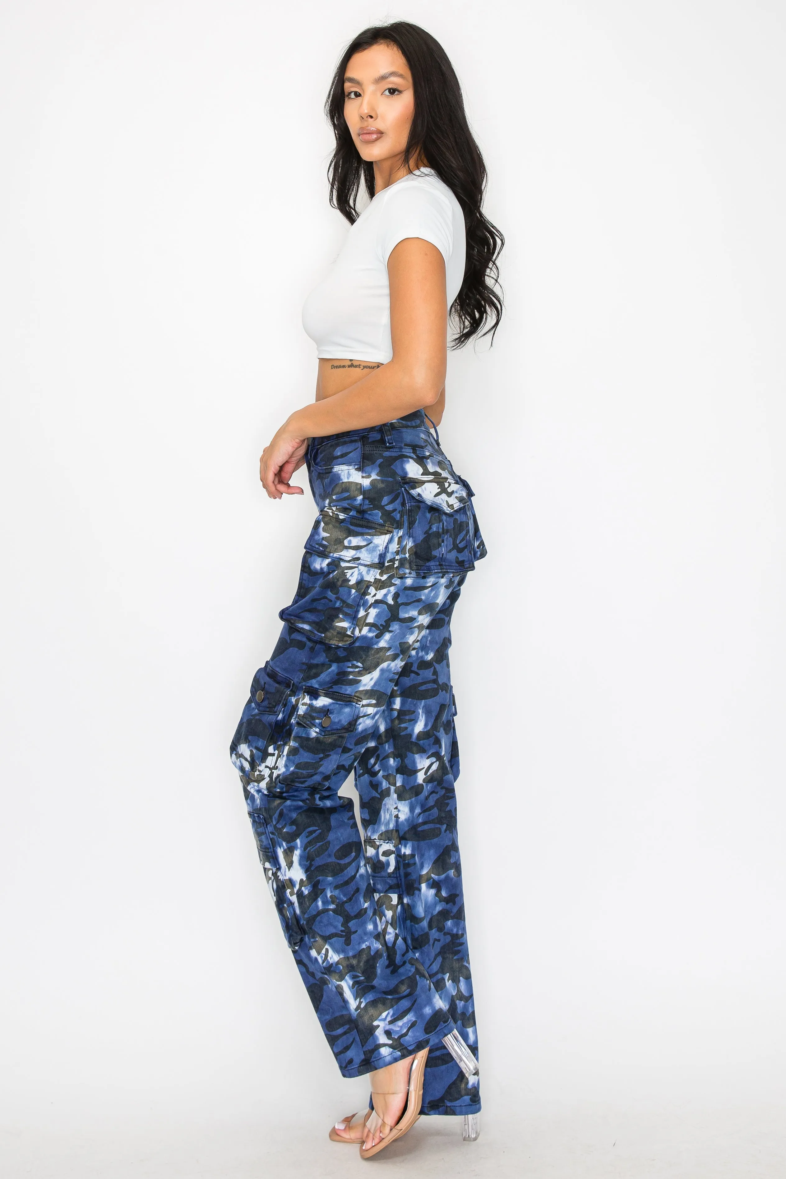 40610 Mid Rise Extra Pocket Camo Cargo Pants