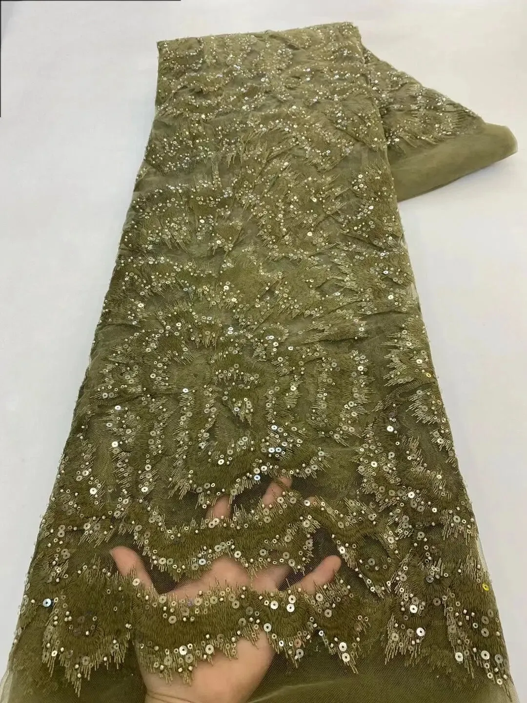 5 YARDS / 10 COLORS / Popsi Starburst Floral Sequin Beaded Embroidery Tulle Mesh Lace Dress Fabric