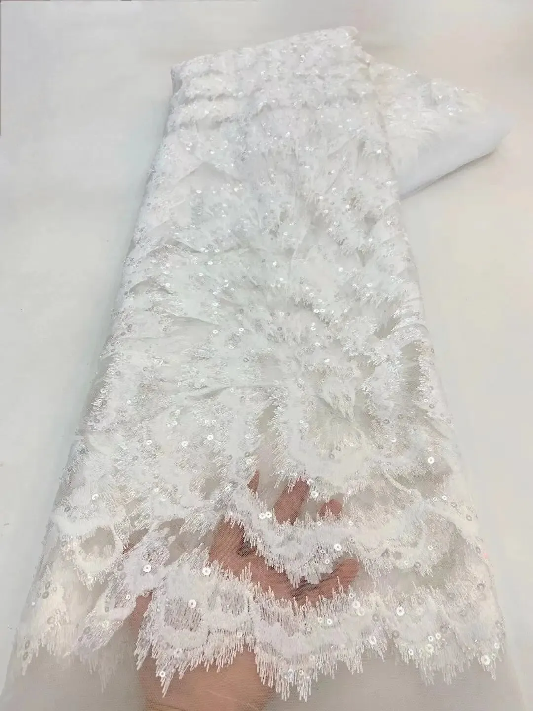 5 YARDS / 10 COLORS / Popsi Starburst Floral Sequin Beaded Embroidery Tulle Mesh Lace Dress Fabric
