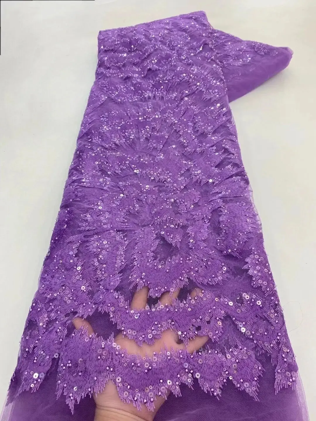 5 YARDS / 10 COLORS / Popsi Starburst Floral Sequin Beaded Embroidery Tulle Mesh Lace Dress Fabric