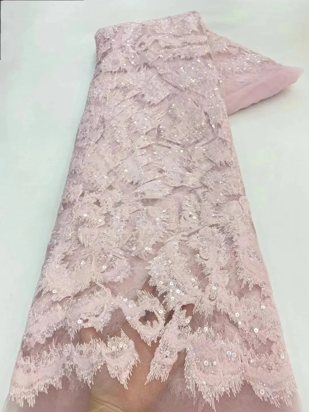 5 YARDS / 10 COLORS / Popsi Starburst Floral Sequin Beaded Embroidery Tulle Mesh Lace Dress Fabric