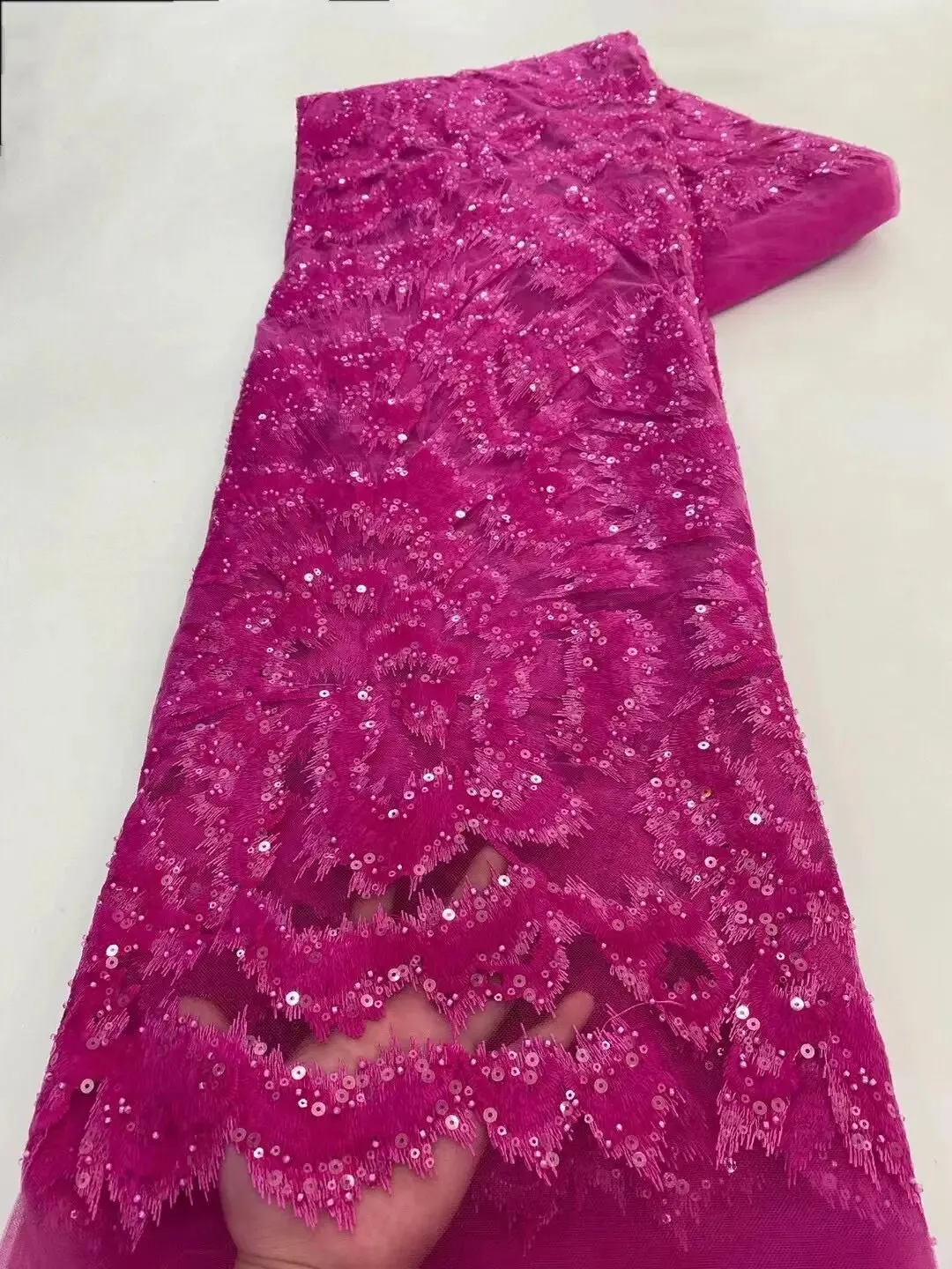 5 YARDS / 10 COLORS / Popsi Starburst Floral Sequin Beaded Embroidery Tulle Mesh Lace Dress Fabric