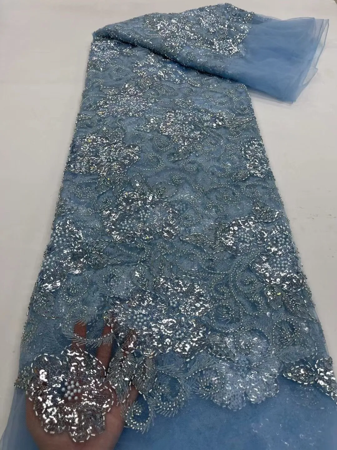 5 YARDS / 13 COLORS / Thea Floral Beaded Embroidery Glitter Mesh Lace  Party Prom Bridal Dress Fabric