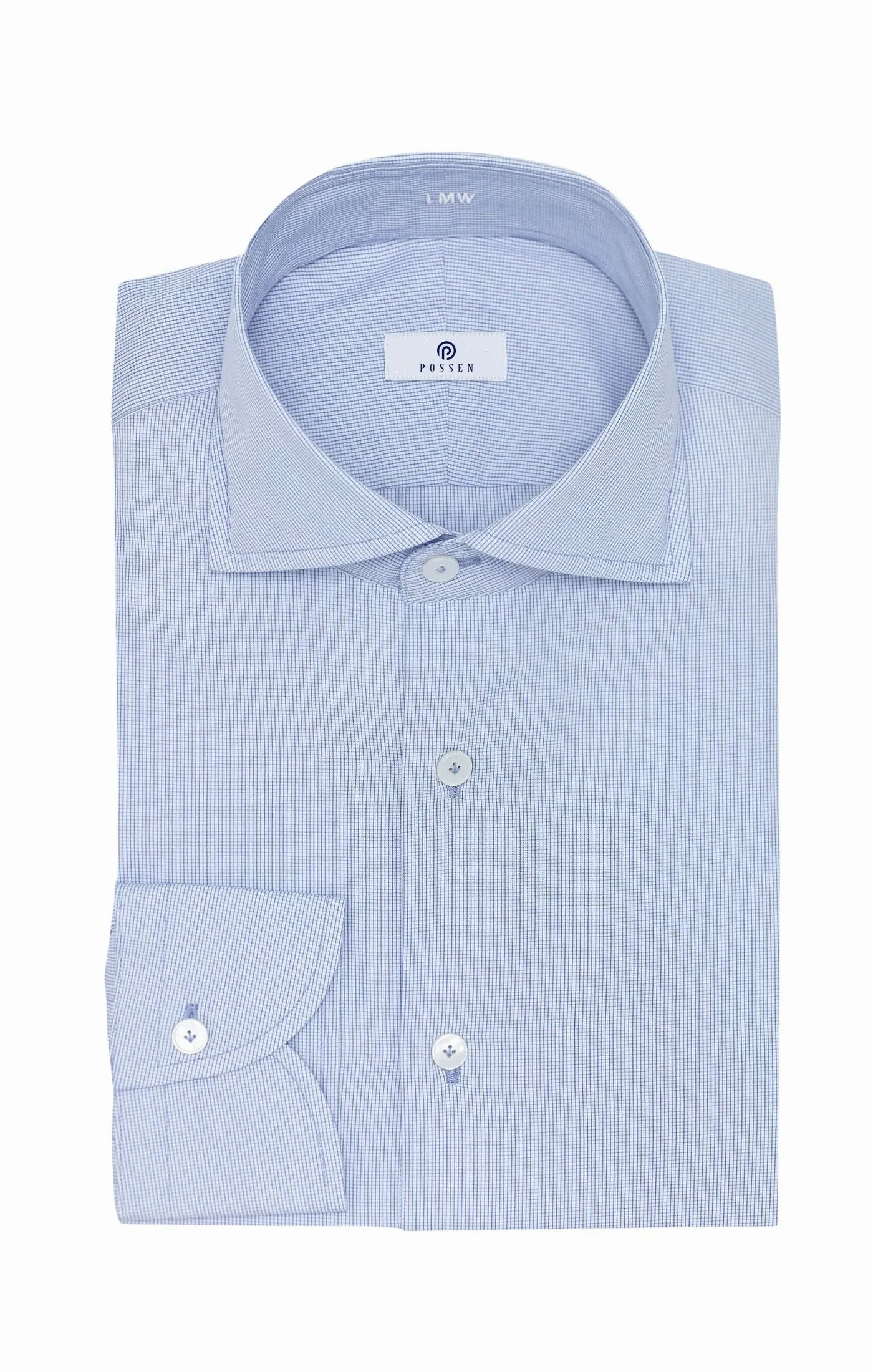 Albini Blue Micro Check Cotton 365 Easy Care Cotton