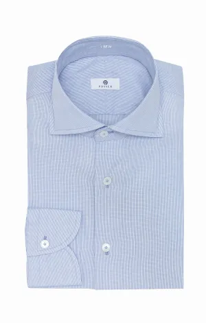 Albini Blue Micro Check Cotton 365 Easy Care Cotton