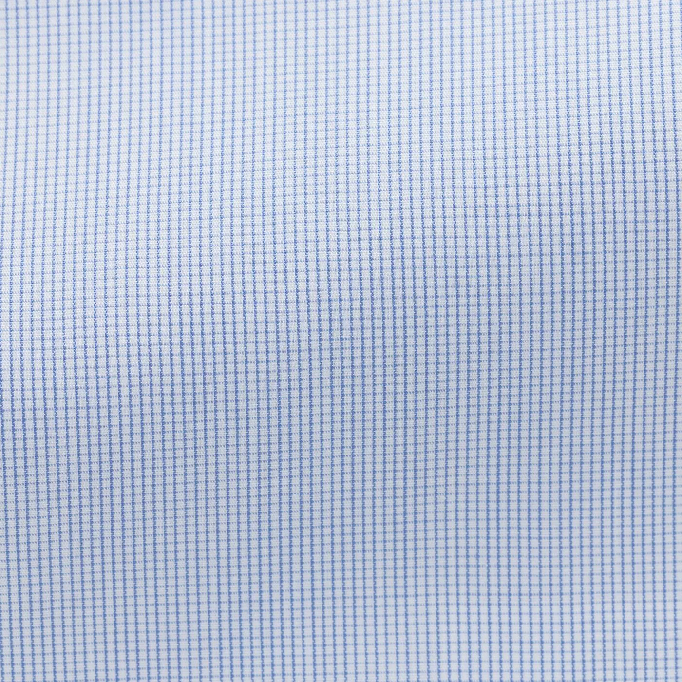Albini Blue Micro Check Cotton 365 Easy Care Cotton