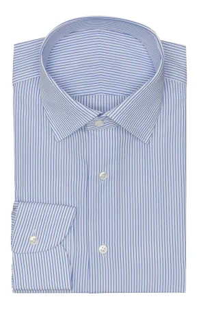 Albini Light Blue Stripe Poplin Cotton 365 Easy Care Cotton
