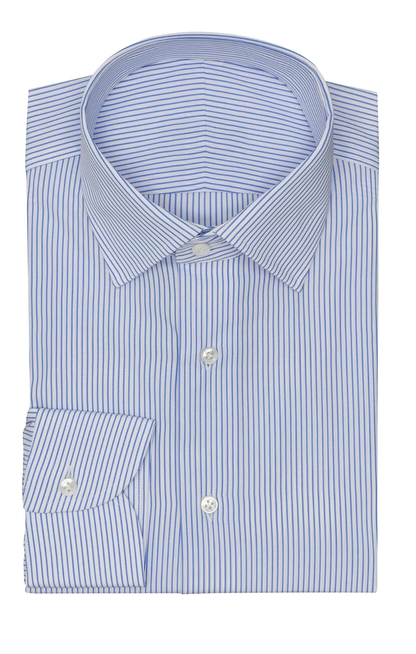 Albini Light Blue Stripe Poplin Cotton 365 Easy Care Cotton