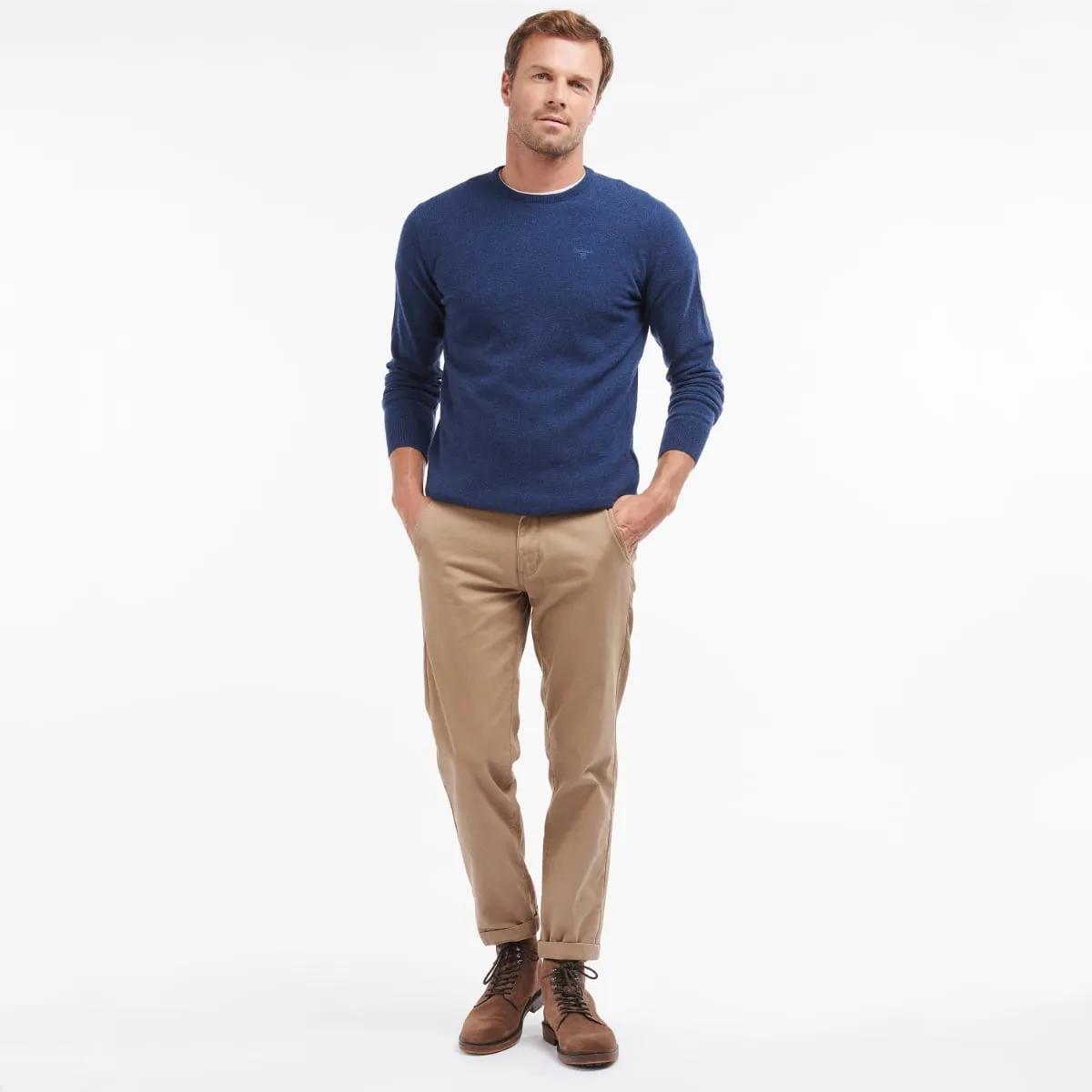Barbour Essential Lambswool Crew Neck Men's Jumper | Deep Blue
