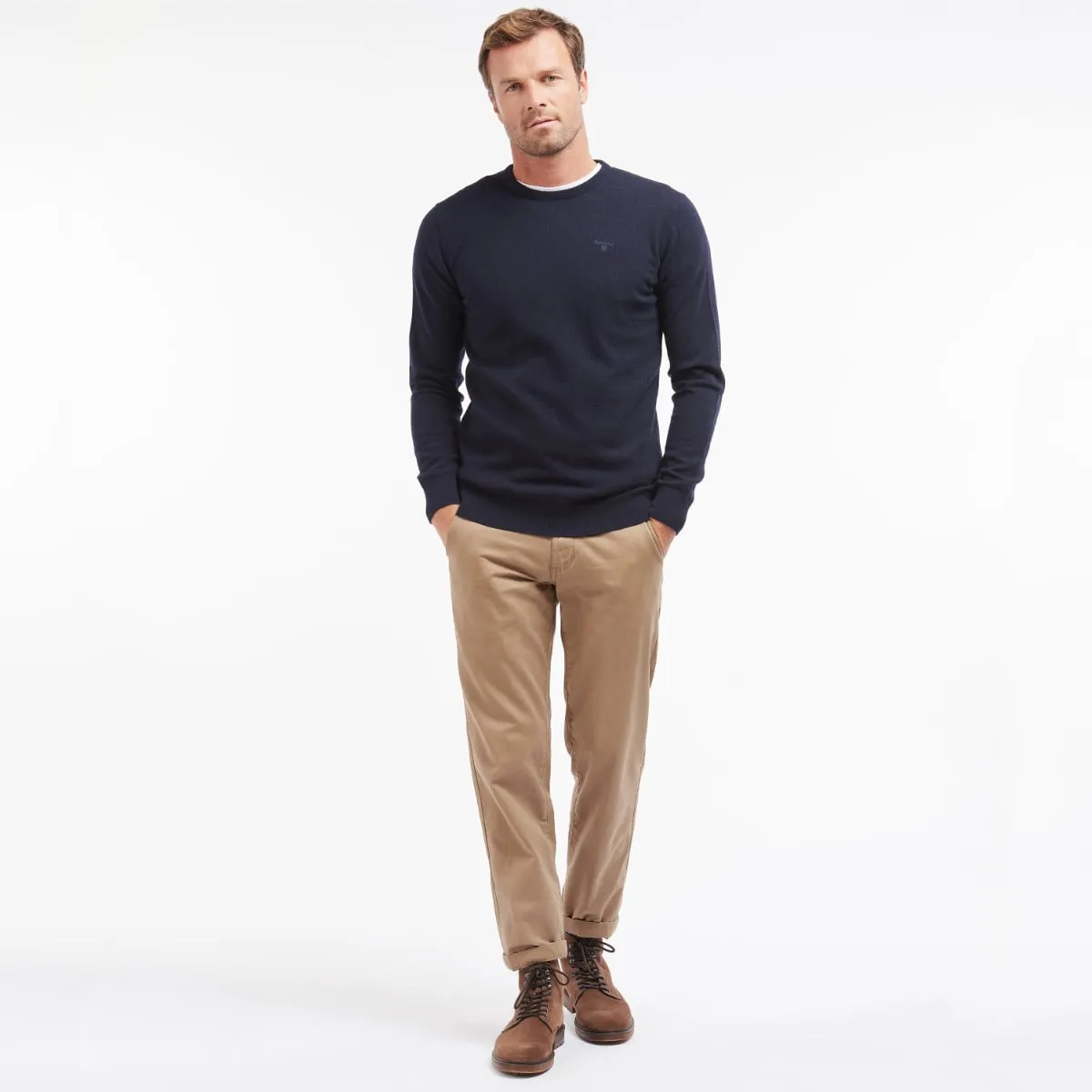 Barbour Essential Lambswool Crew Neck Men's Jumper | Navy
