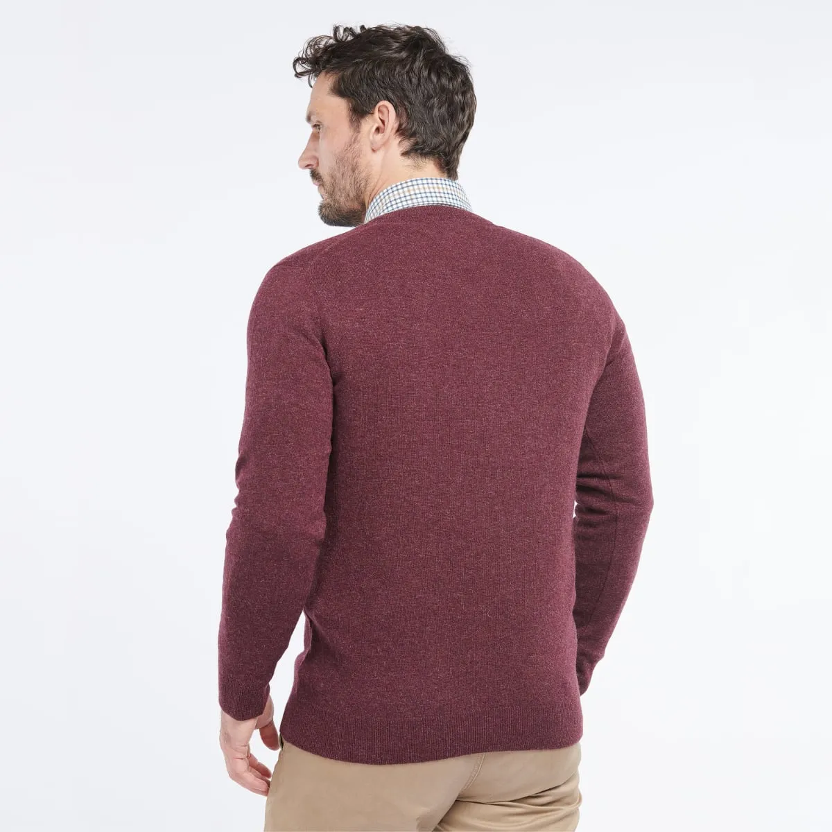 Barbour Essential Lambswool V Neck Men's Jumper | Merlot