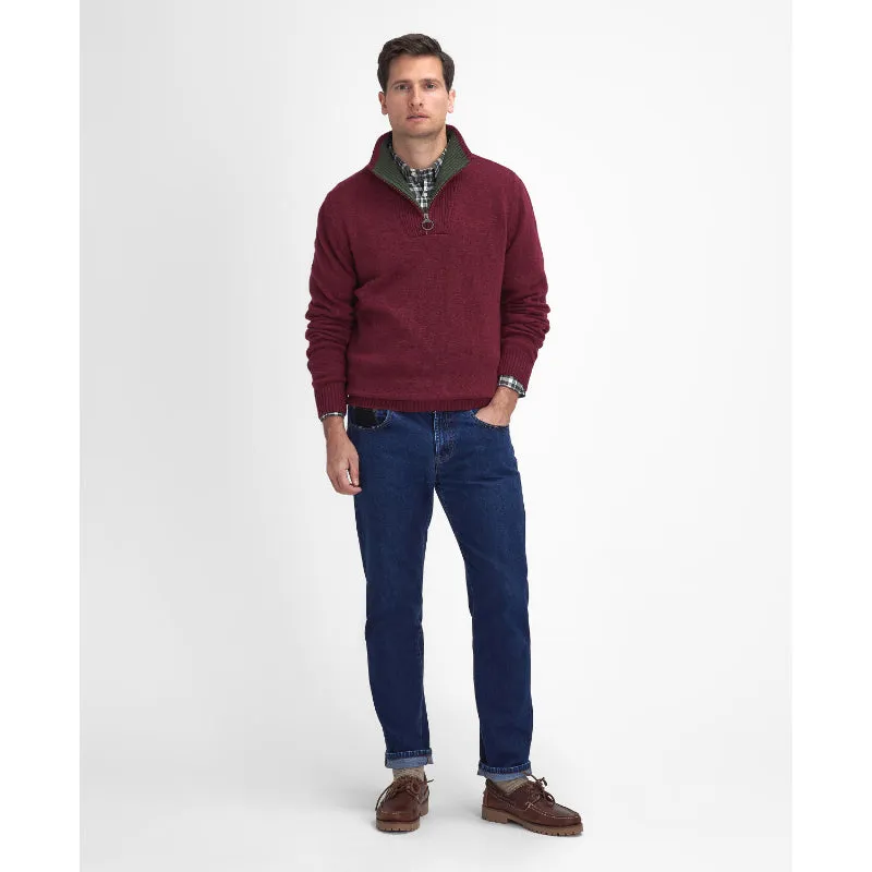 Barbour Nelson Essential Lamsbwool 1/4 Zip Mens Jumper - Port