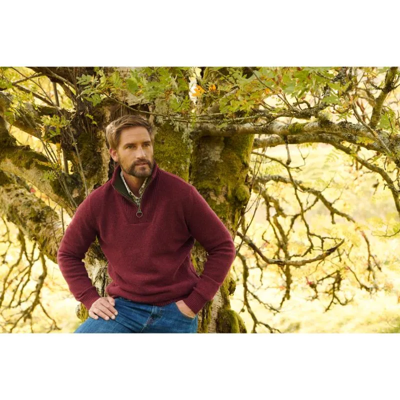 Barbour Nelson Essential Lamsbwool 1/4 Zip Mens Jumper - Port
