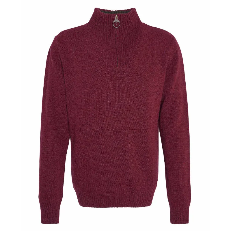 Barbour Nelson Essential Lamsbwool 1/4 Zip Mens Jumper - Port