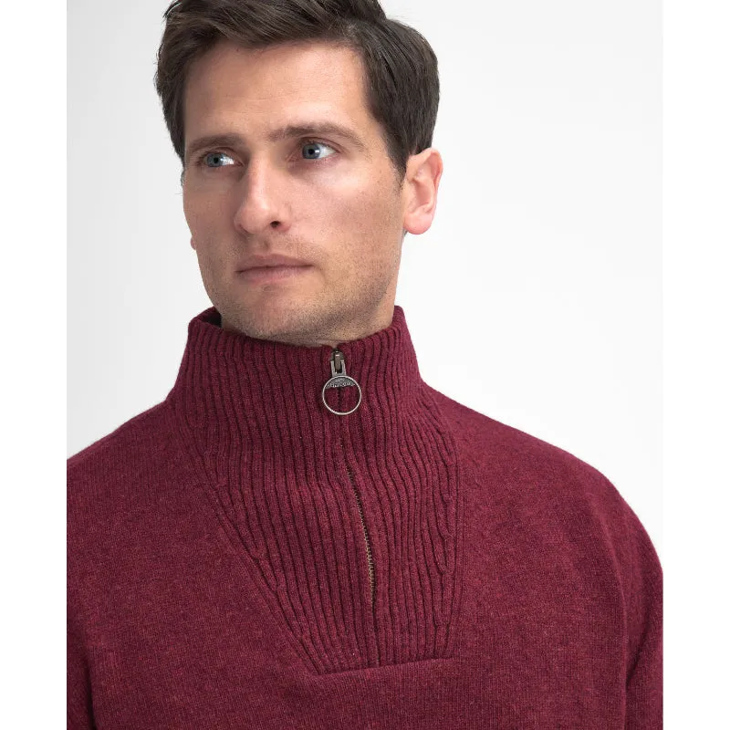 Barbour Nelson Essential Lamsbwool 1/4 Zip Mens Jumper - Port