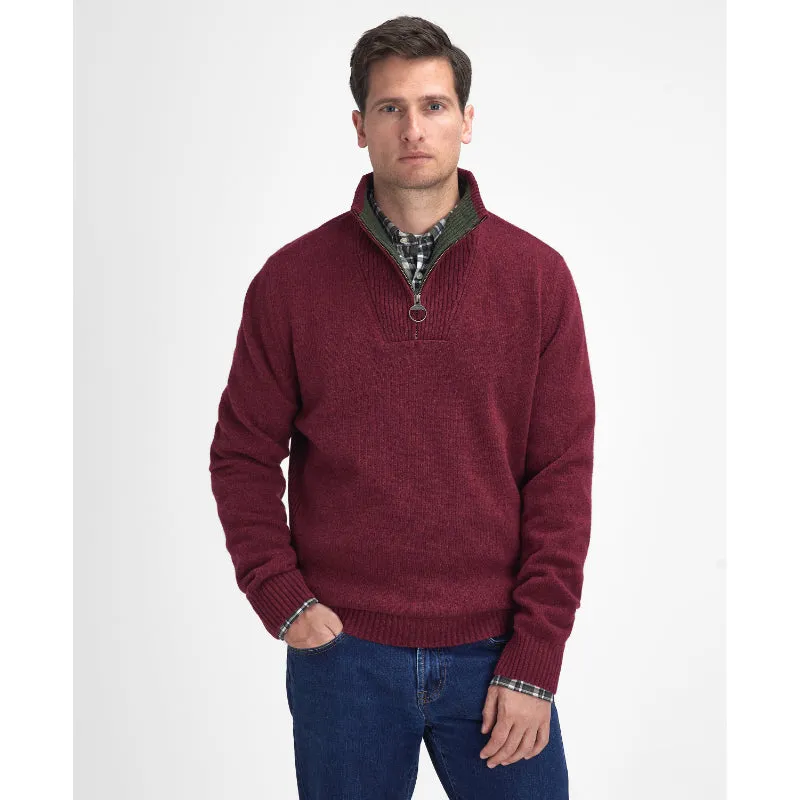 Barbour Nelson Essential Lamsbwool 1/4 Zip Mens Jumper - Port