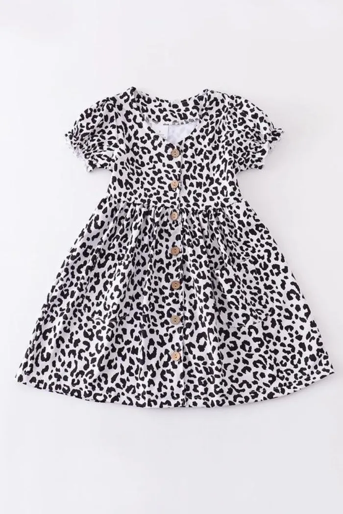 Black leopard print dress mommy & me "Mommy"