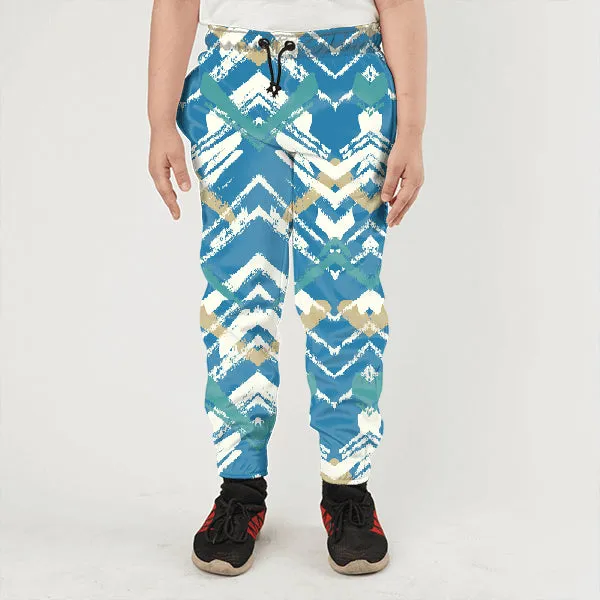 Blue Pattern Kids Jogger Pants