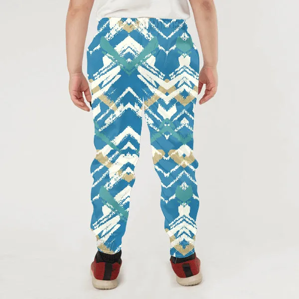 Blue Pattern Kids Jogger Pants