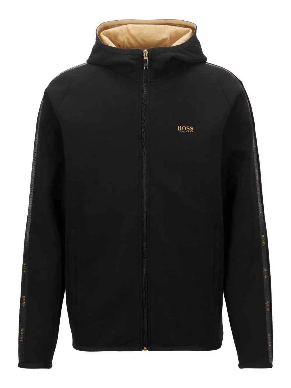 BOSS Interlock fabric hooded sweatshirt Black