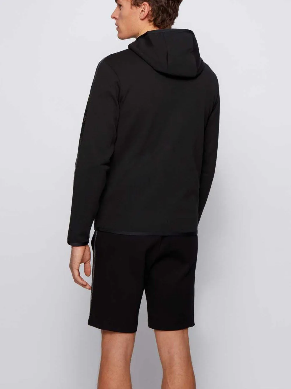 BOSS Interlock fabric hooded sweatshirt Black