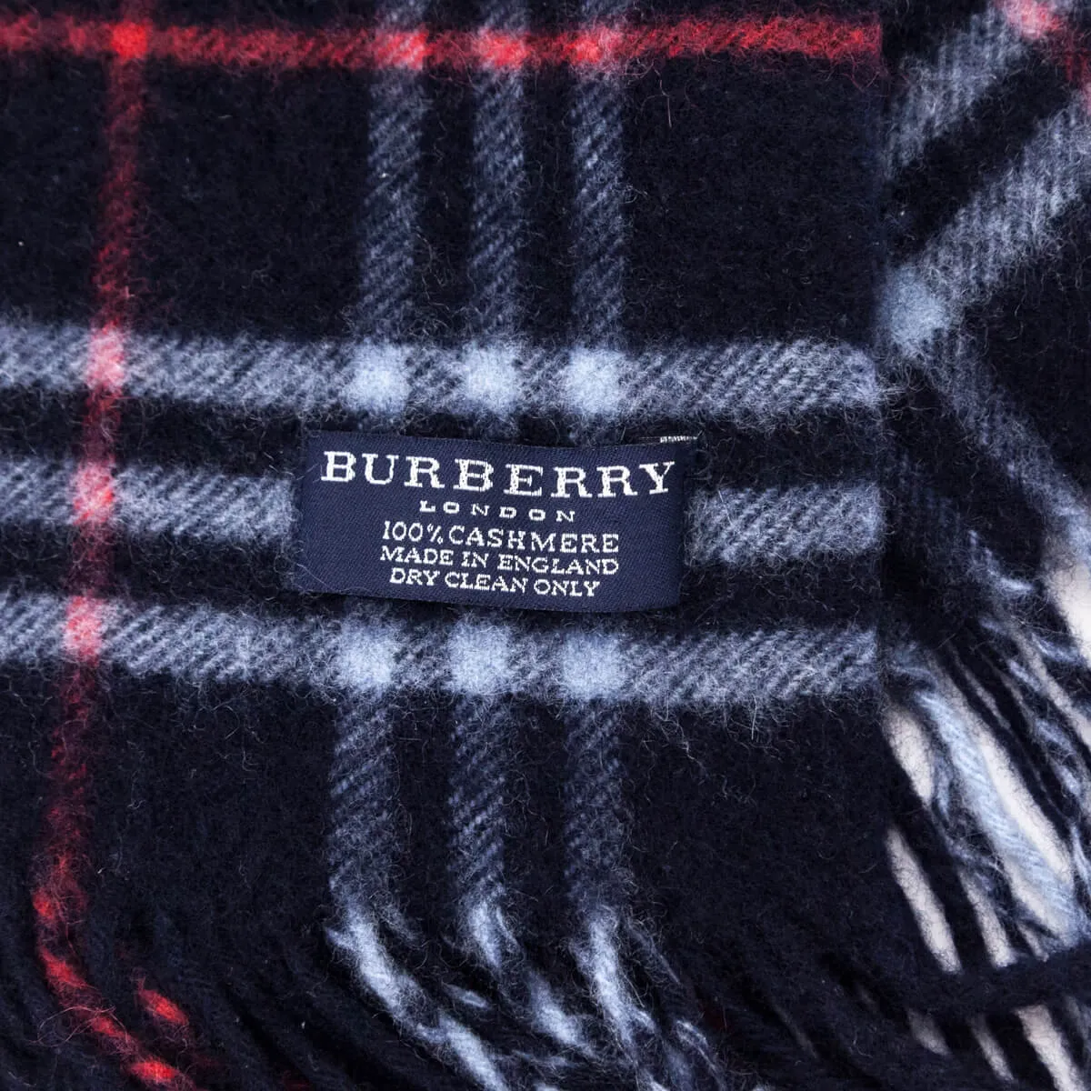 Burberry Navy Cashmere House Check Scarf