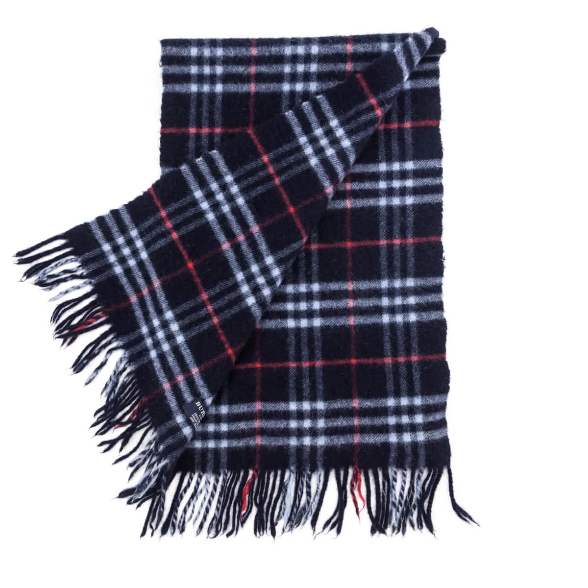 Burberry Navy Cashmere House Check Scarf