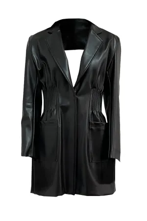Cactus leather Back-open with elastic waist detail jacket Dress