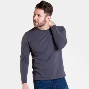 Charcoal Long Sleeve Pima Cotton Crew Neck Tee