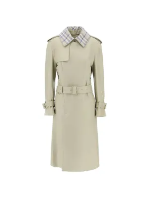 Checkered Leather Trench Coat