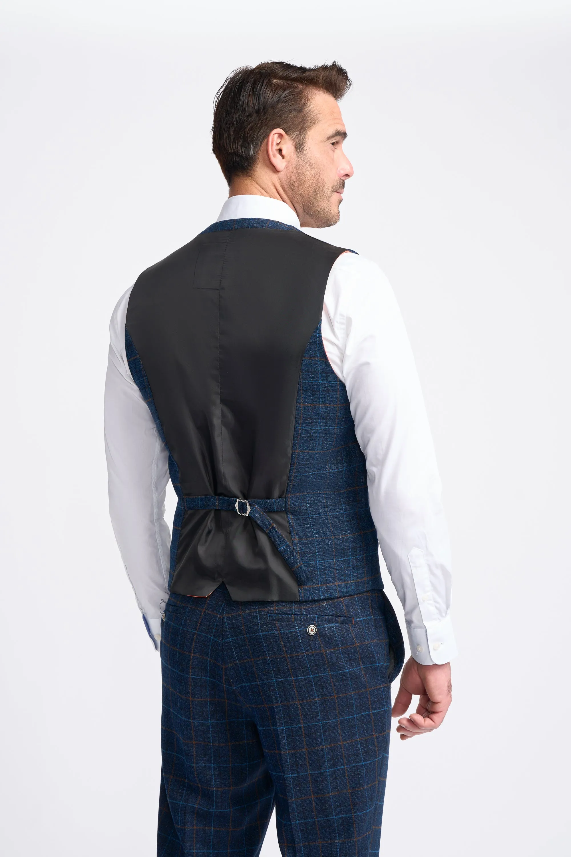 Cody Blue Check Waistcoat