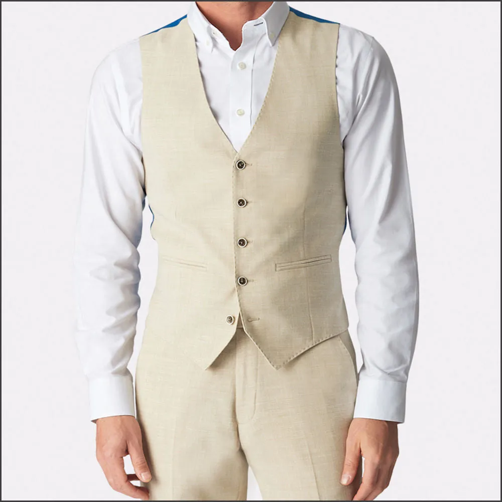 Constable Tailored Fit Natural Linen Blend Waist Coat from Brook Taverner>