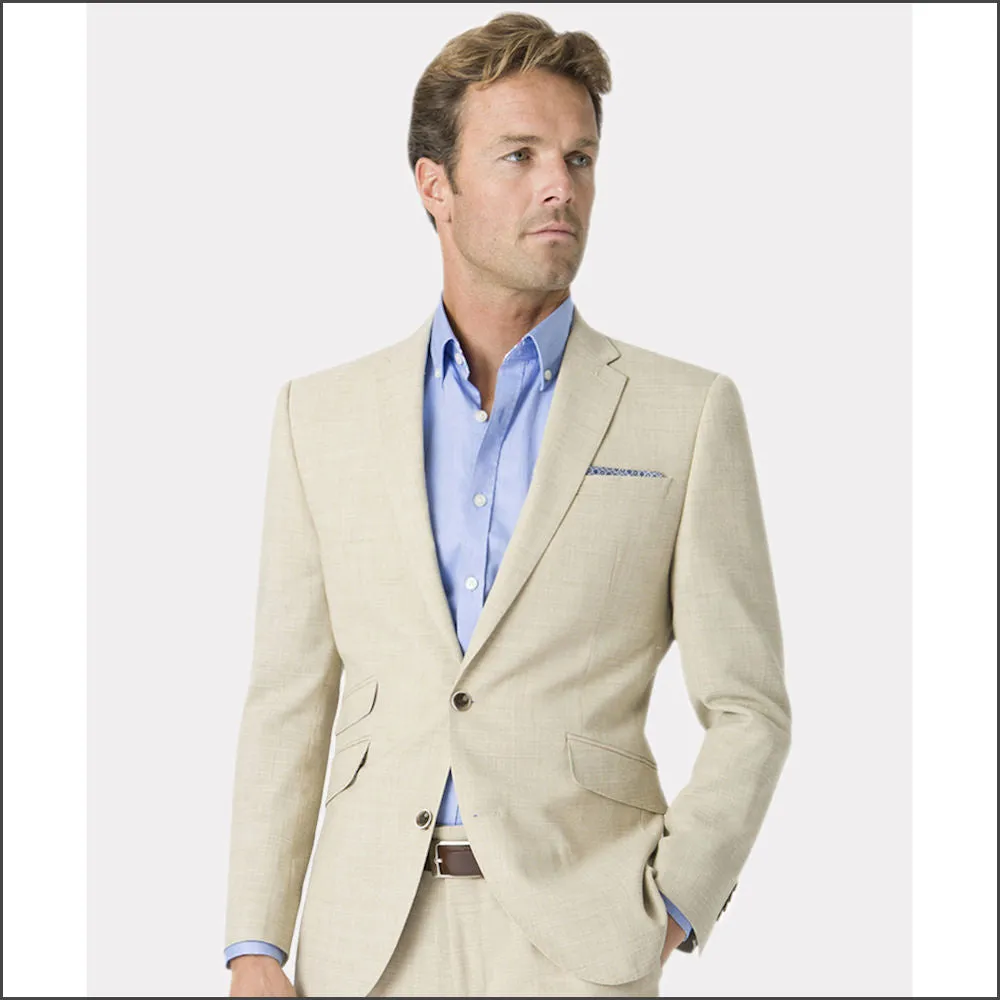 Constable Tailored Fit Natural Linen Blend Waist Coat from Brook Taverner>