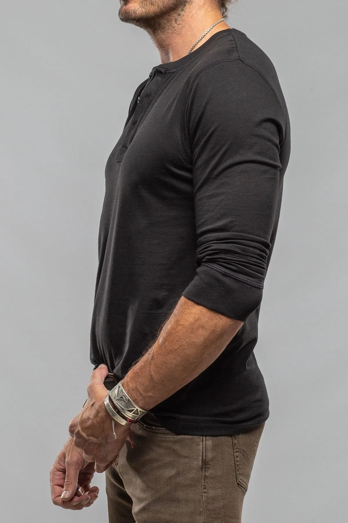 Coronado Cotton LS Henley in Black