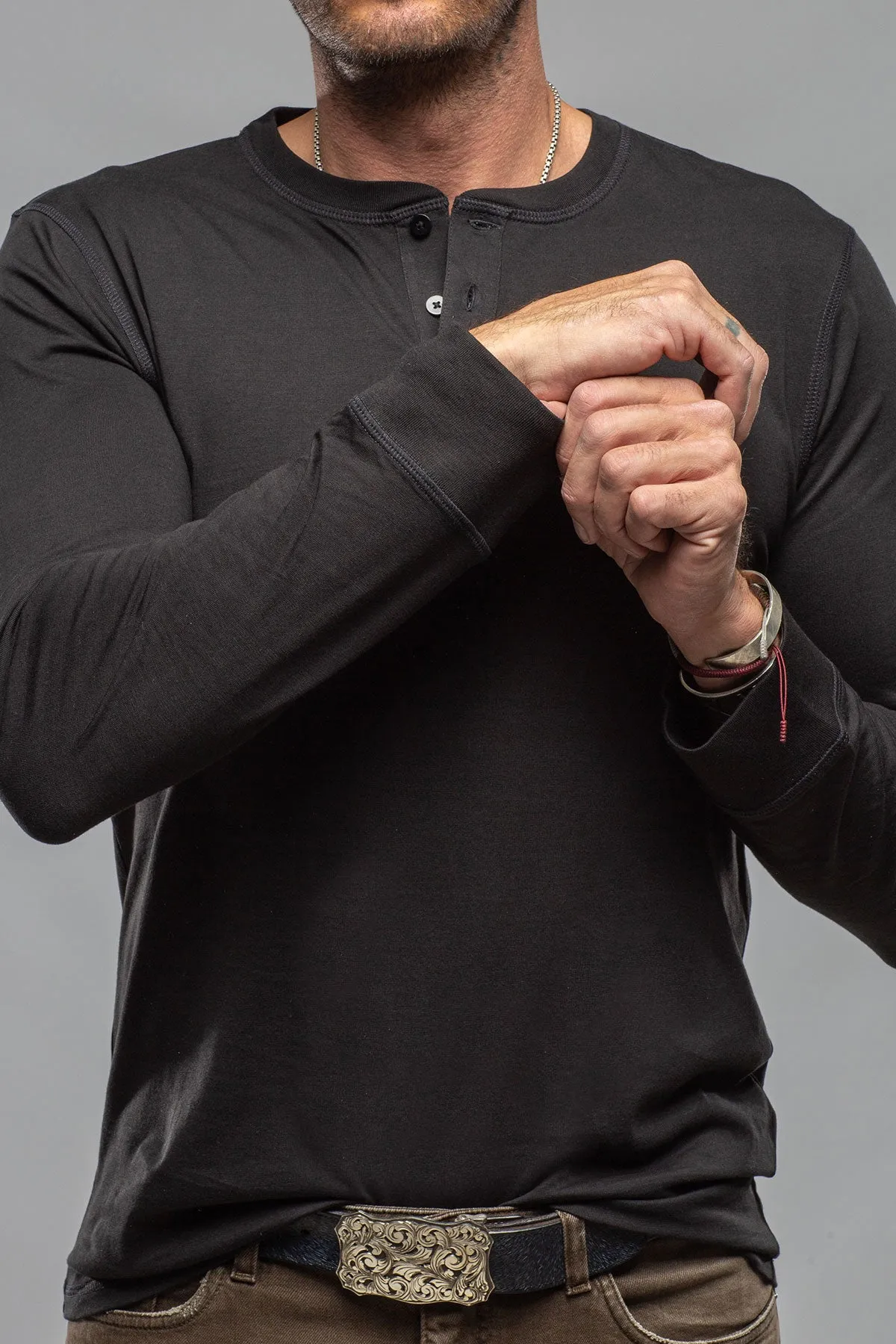 Coronado Cotton LS Henley in Black