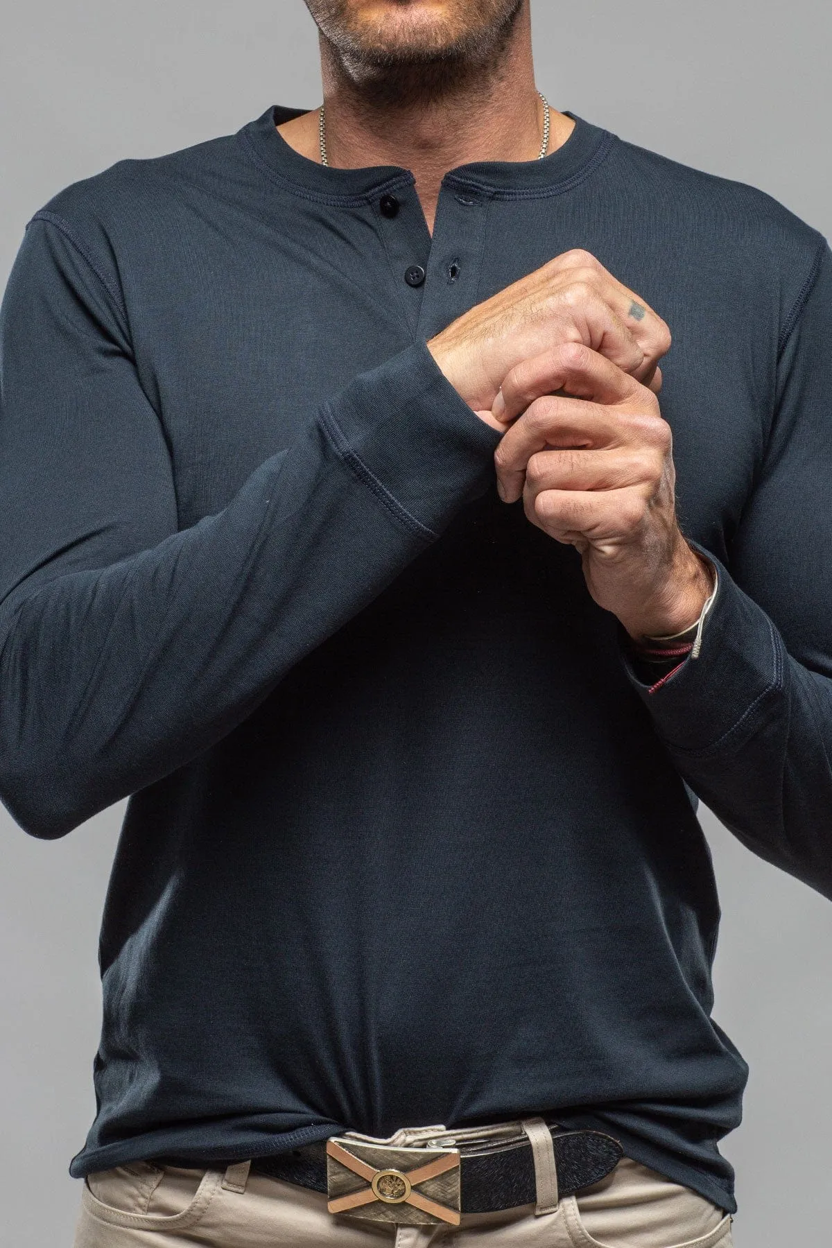 Coronado Cotton LS Henley in Navy