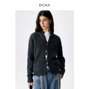 Dark Grey Merino Wool Cardigan