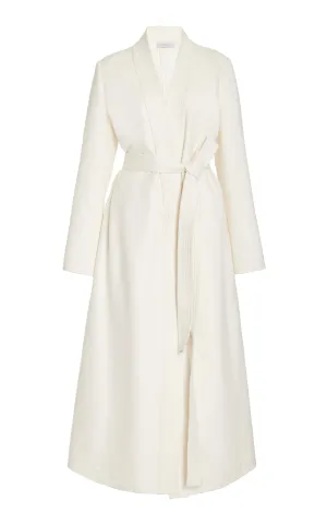 Devon Wrap Coat in Ivory Winter Silk