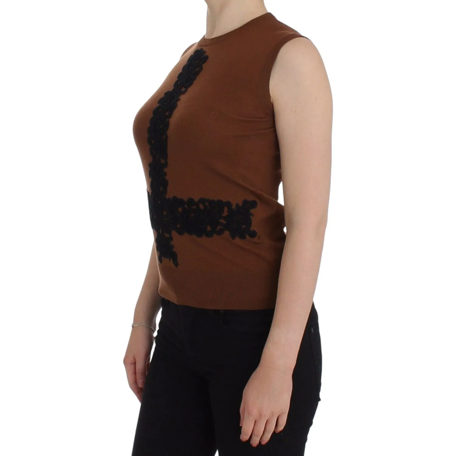 Dolce & Gabbana Timeless Wool and Lace Sleeveless Vest
