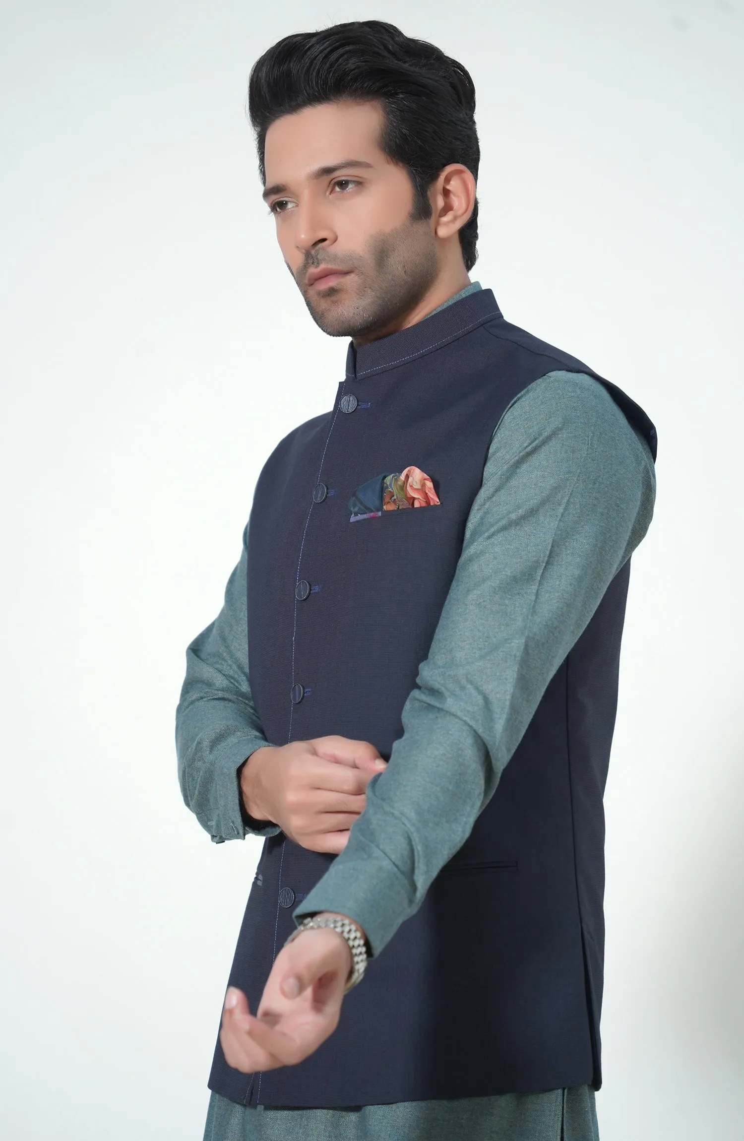 FANCY WAISTCOAT - NAVY BLUE