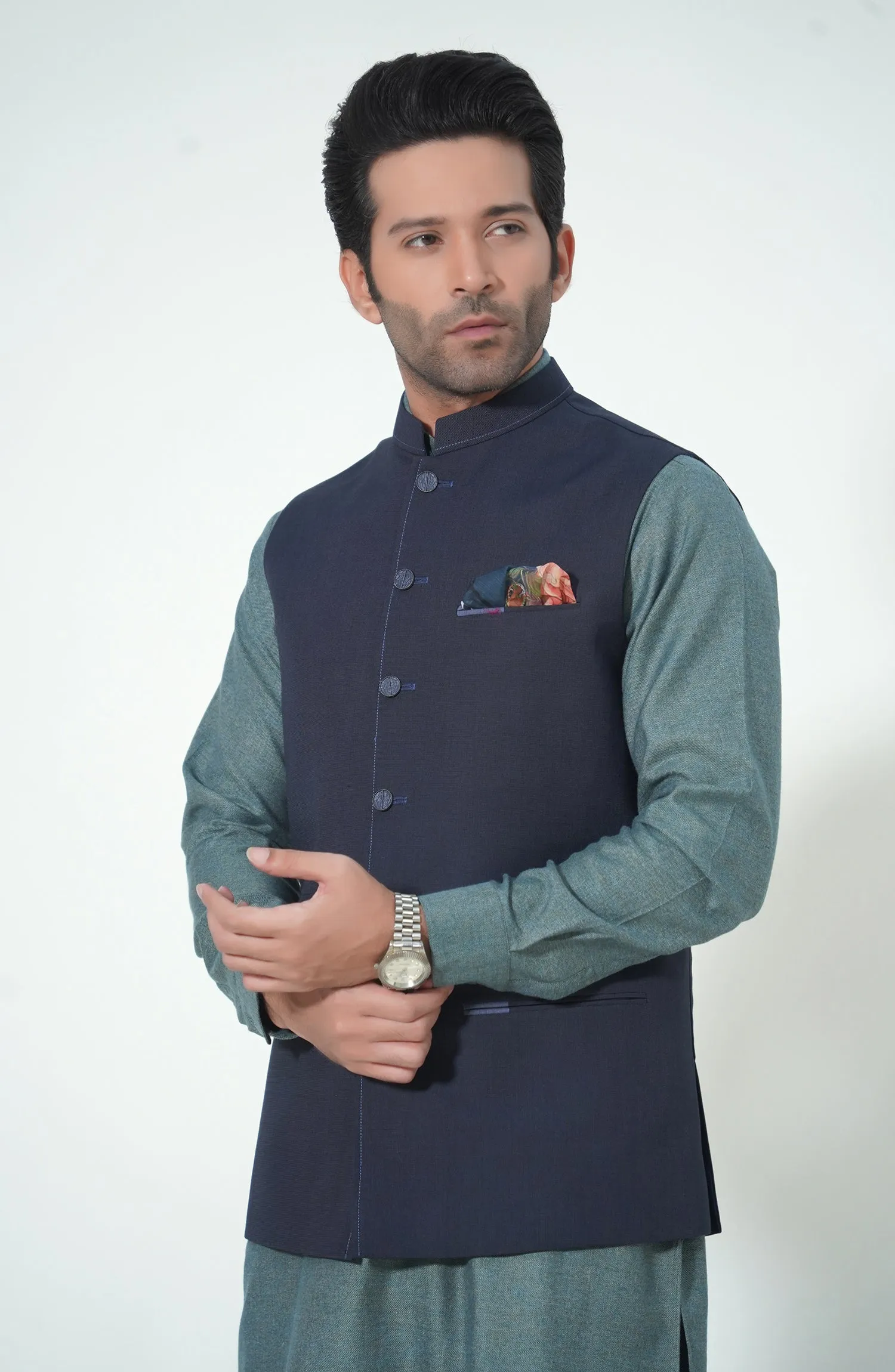 FANCY WAISTCOAT - NAVY BLUE