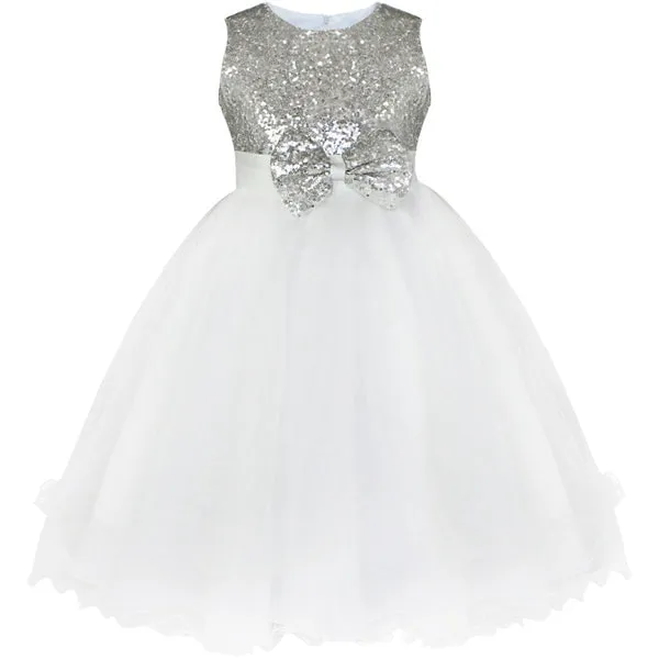 Girls Eye-catching Sequins Pageant Prom Wedding Flower Girl Dresses