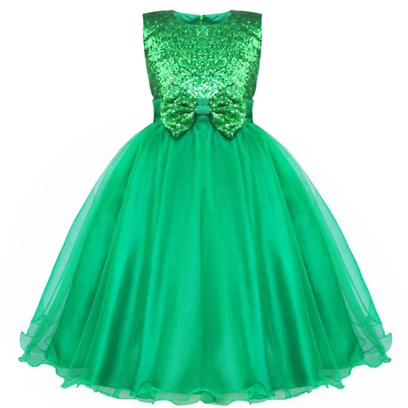 Girls Eye-catching Sequins Pageant Prom Wedding Flower Girl Dresses