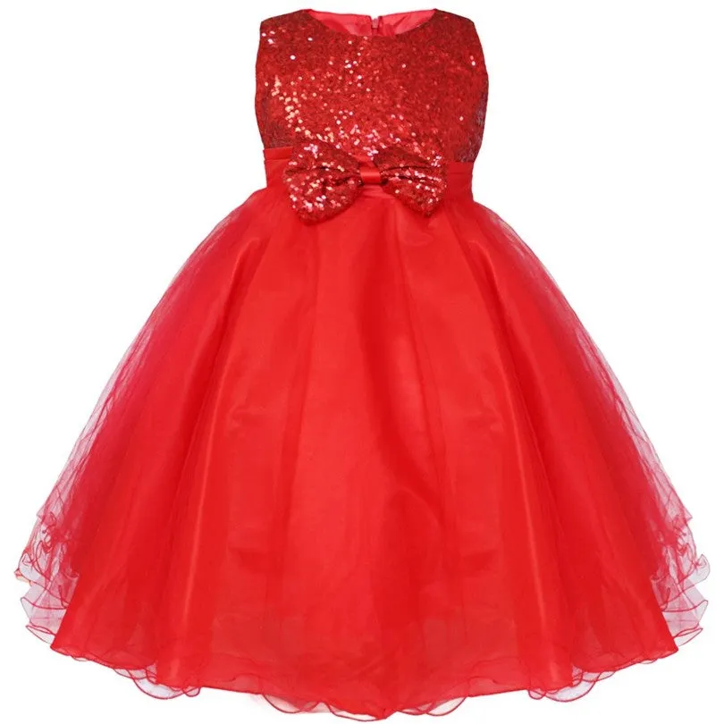Girls Eye-catching Sequins Pageant Prom Wedding Flower Girl Dresses